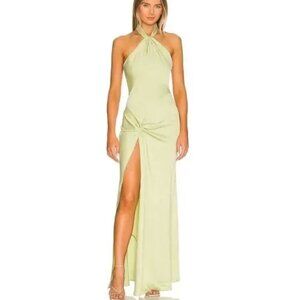 RONNY KOBO selina high slit dress in sage XS